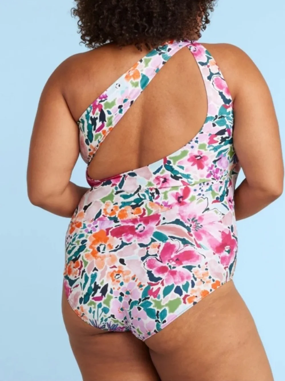 Summersalt L.L. Bean Ruched Sidestroke Floral One Shoulder bathing suit swim 14